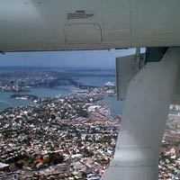 harbour bridge seen from a plane