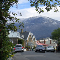 Battery Point in Hobart with Mt Wellington in the background