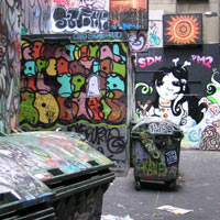 Graffitti filled laneway