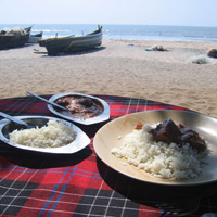 Goan Indian meal on the beach