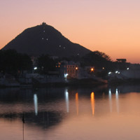 Pushkar lake at sunset