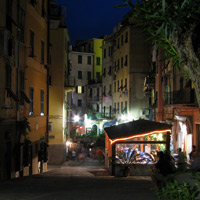 Village main street at night