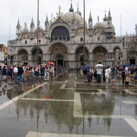 Flooded square and church relection