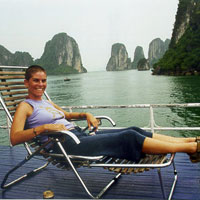 Clare relaxing in Halong Bay