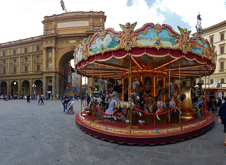 A merry-go-round in Florence, Italy