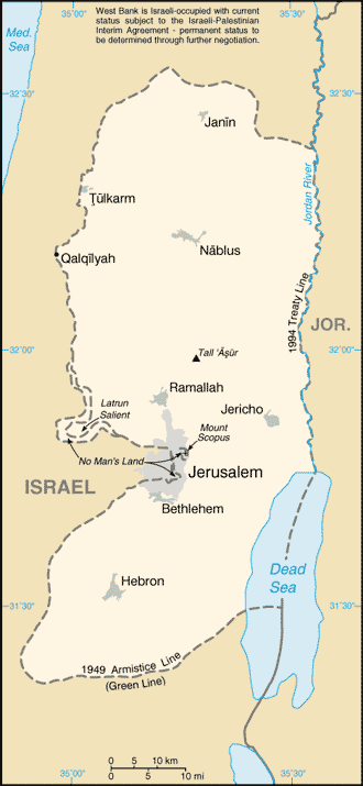 Map of the West Bank