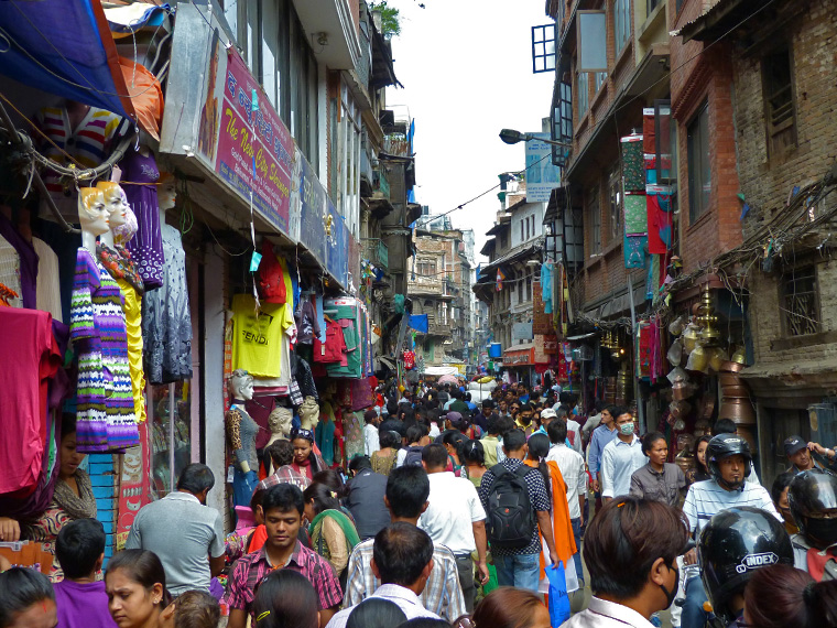 a busy street in Kathmandu, Nepal