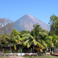 Volcano and village