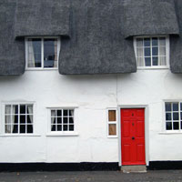 cottage with red door