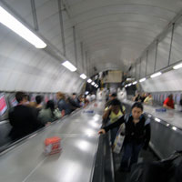 Escalator underground within the tube system